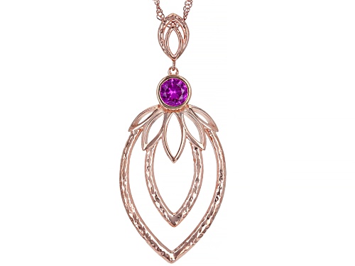 Photo of Australian Style™ 0.85ctw Lab Created Pink Sapphire 18K Rose Gold Over Silver Floral Design Pendant