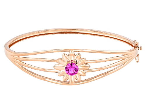 Photo of Australian Style™ 1.36ctw Lab Created Pink Sapphire 18K Rose Gold Over Silver Floral Design Bracelet - Size 7