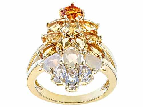 Australian Style™ 3.05ctw Multi Gemstone 18K Yellow Gold Over Silver Ring - Size 6