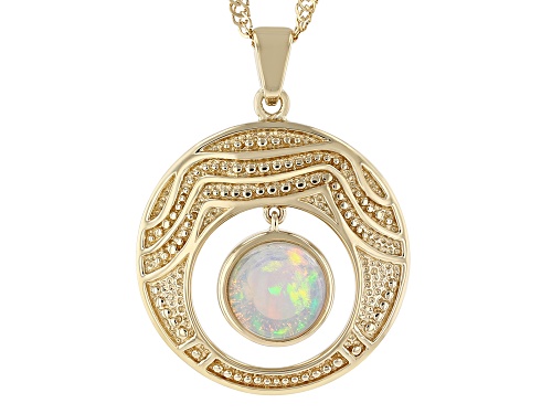 Photo of Australian Style™ Ethiopian Opal 18K Yellow Gold Over Silver Textured Design Pendant With Chain
