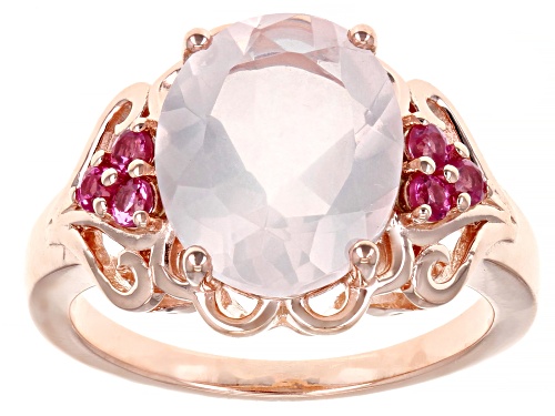 Photo of 3.66ct Rose Quartz With 0.22ctw Pink Spinel 18k Rose Gold Over Sterling Silver Ring - Size 8