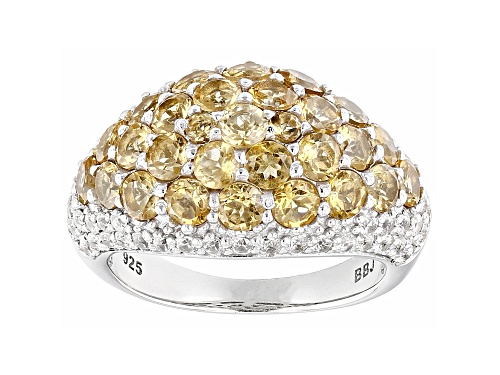 Photo of 2.36ctw Round Citrine With 1.08ctw Round White Zircon Rhodium Over Sterling Silver Ring - Size 6