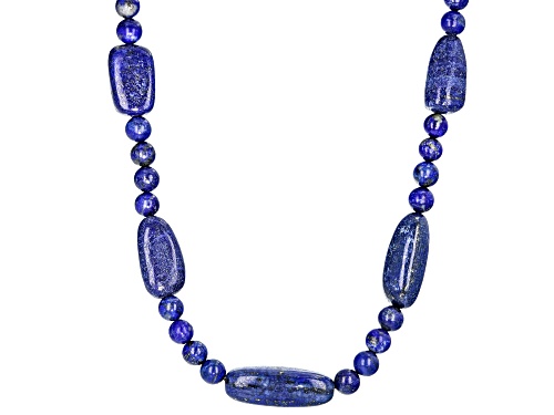 Photo of Free-Form And Round Lapis Lazuli Bolo Style Necklace - Size 20