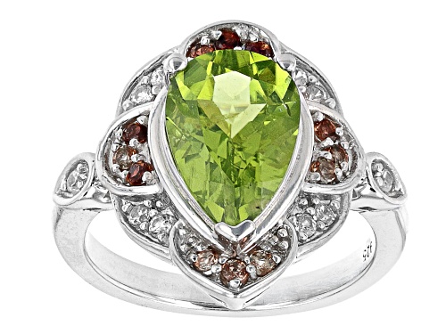 Photo of 2.55ct Manchurian Peridot™ With 0.24ctw Andalusite & White Zircon Rhodium Over Silver Ring - Size 9
