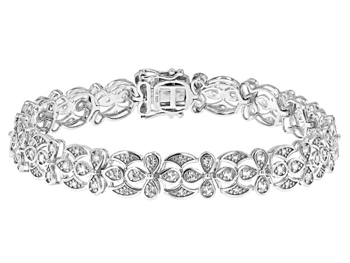 Photo of 1.47ctw Round Lab Created White Sapphire Rhodium Over Sterling Silver Bracelet - Size 8