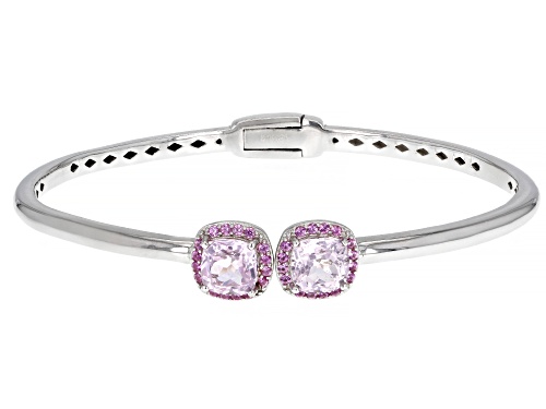 Photo of 3.50ctw Kunzite And 0.42ctw Lab Created Pink Sapphire Rhodium Over Sterling Silver Bracelet - Size 7.25