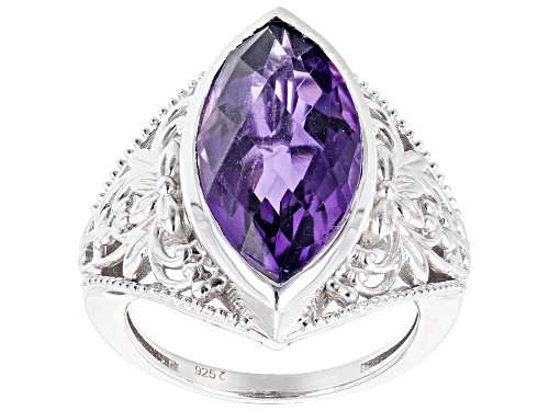 Photo of 7.20ct Marquise African Amethyst Rhodium Over Sterling Silver Ring - Size 9