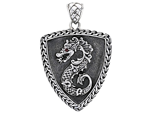Artisan Collection of Bali™ Ruby Accent Sterling Silver Carved Dragon Pendant
