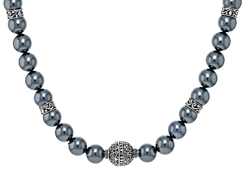 Artisan Collection of Bali™ Gray Shell Pearl Sterling Silver Station Necklace 11.5-12mm - Size 18