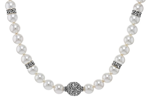 Artisan Collection of Bali™ White Shell Pearl Sterling Silver Station Necklace 11.5-12mm - Size 18