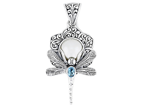Artisan Collection of Bali™ White Cultured Mabe Pearl & Swiss Blue Topaz Sterling Silver Pendant