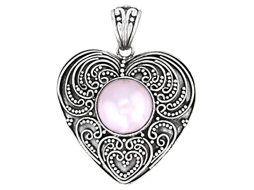 Artisan Collection of Bali™ 15-16mm Pink Cultured Mabe Pearl Sterling Silver Heart Pendant