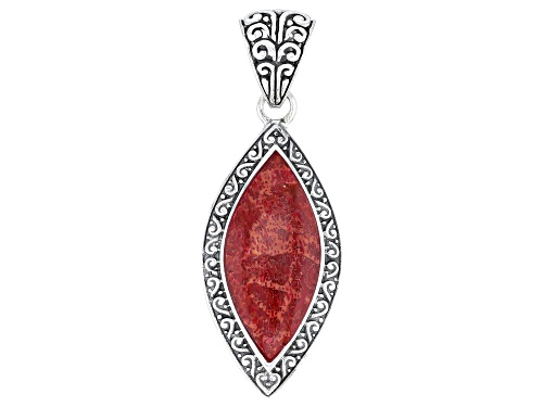 Artisan Collection of Bali™ 24x11mm Red Indonesian Coral Sterling Silver Pendant