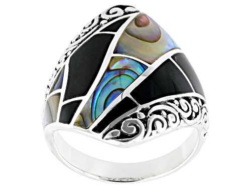 Artisan Collection of Bali™ Abalone Shell & Black Mother-of-Pearl Sterling Silver Ring - Size 6