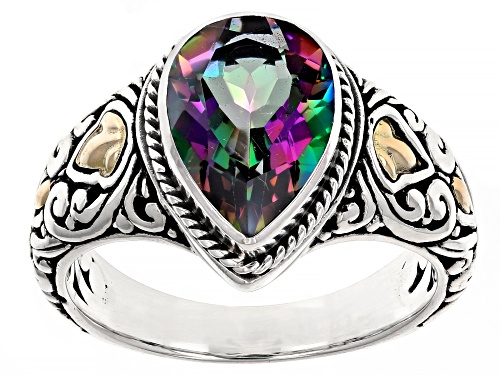 Artisan Collection of Bali™ 2.20ct Magic Green™ Quartz Sterling Silver & 18K Gold Scroll Ring - Size 9