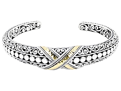 Artisan Collection of Bali™ Sterling Silver & 18K Yellow Gold Crossover Cuff Bracelet - Size 6.75