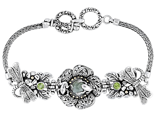 Artisan Collection of Bali™ Prasiolite & Peridot Sterling Silver With 18K Gold Accent Motif Bracelet - Size 7.5