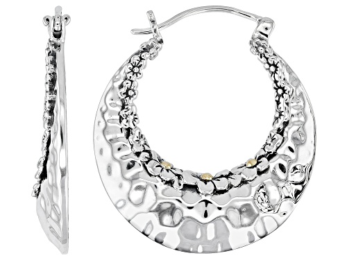 Artisan Collection of Bali™ Sterling Silver & 18K Gold Accents Floral Textured Earrings