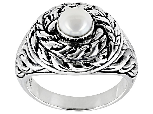 Artisan Collection of Bali™ 5.5-6.5mm Cultured Freshwater Pearl Sterling Silver Swirl Ring - Size 10