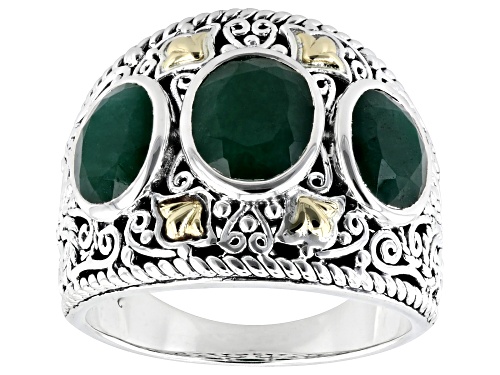 Artisan Collection of Bali™ 2.74ctw Green Beryl 3-Stone Sterling Silver Band Ring - Size 7
