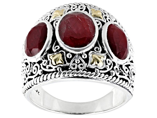 Artisan Collection of Bali™ 5.10ctw Red Corundum 3-Stone Sterling Silver Band Ring - Size 10