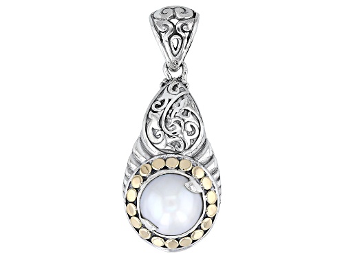 Artisan Collection of Bali™ 10.5-11.5mm Cultured Mabe Pearl Silver & 18K Gold Scroll Pendant