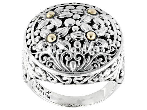 Artisan Collection of Bali™ Sterling Silver & 18K Gold Floral Medallion Ring - Size 6