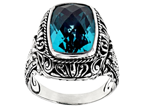 Artisan Collection of Bali™ 5.00ct Paraiba Color Quartz Doublet Sterling Silver Ring - Size 6