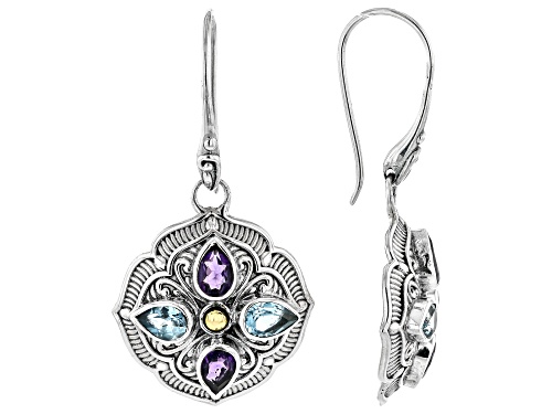 Artisan Collection of Bali™ Amethyst & Swiss Blue Topaz Sterling Silver & 18K Gold Accent Earrings