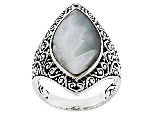 Artisan Collection of Bali™ 20x11mm Marquise Mother-of-Pearl Sterling Silver Ring - Size 9