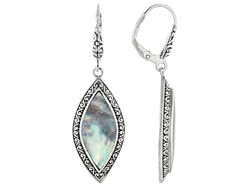 Artisan Collection of Bali™ 20x9mm Marquise Mother-of-Pearl Sterling Silver Dangle Earrings