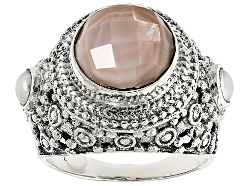 Artisan Collection of Bali™ Pink Mother-of-Pearl & Cultured Freshwater Pearl Silver Ring - Size 10