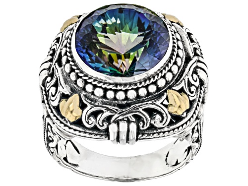 Artisan Collection of Bali™ 3.97ct Magic Blue™ Quartz Sterling Silver & 18K Gold Solitaire Ring - Size 12