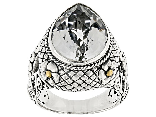 Artisan Collection of Bali™ 8.24ct White Topaz Sterling Silver with 18K Gold Accents Ring - Size 8