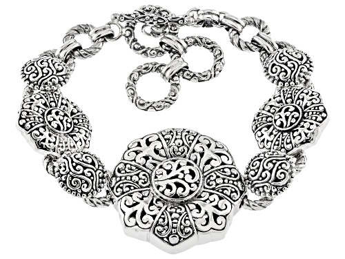 Artisan Collection of Bali™ Sterling Silver Floral Station Bracelet - Size 7.5