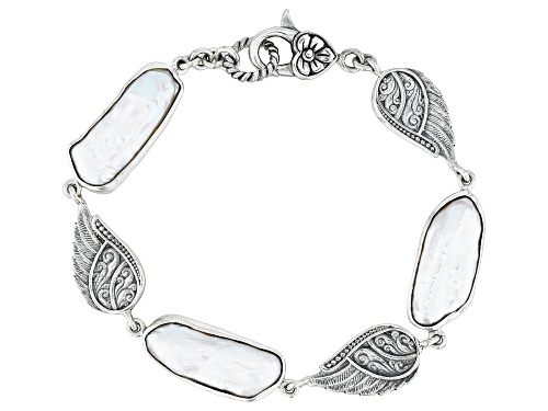 Artisan Collection of Bali™ White Cultured Freshwater Pearl Sterling Silver Angel Wing Bracelet - Size 7.5