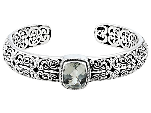 Artisan Collection of Bali™ 4.06ct Prasiolite Sterling Silver Cuff Bracelet - Size 6.75