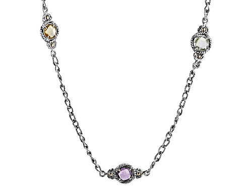 Artisan Collection of Bali™ 7.33ctw Multi-Gemstone Sterling Silver Station Necklace - Size 22