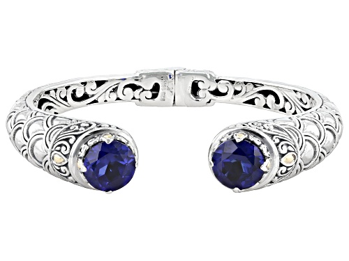 Artisan Collection of Bali™ Lab Blue Sapphire Sterling Silver With 18K Gold Accent Bracelet - Size 6.25