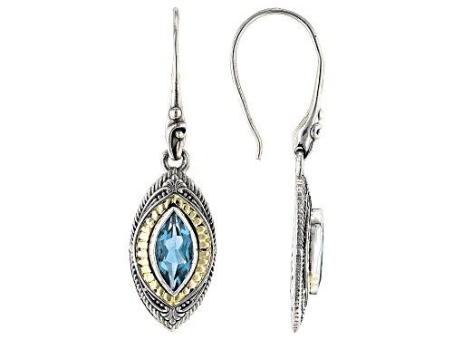 Artisan Collection of Bali™ 2.46ctw Blue Topaz Sterling Silver & 18K Gold Accent Earrings