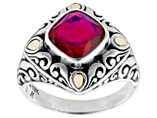 Artisan Collection of Bali™ 1.70ct Red Quartz Doublet Sterling Silver With 18K Gold Accents Ring - Size 9