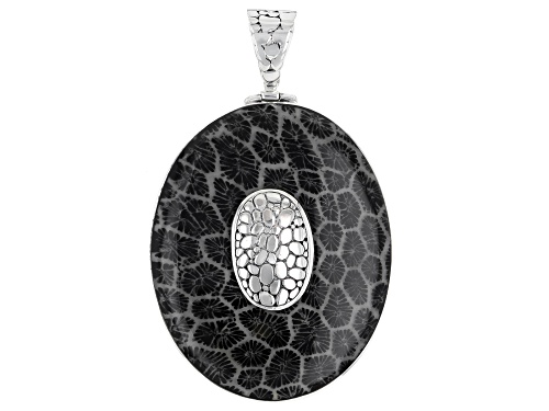 Artisan Collection of Bali™ Mother-of-Pearl & Black Sponge Coral Sterling Silver Reversible Pendant