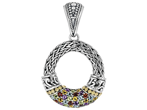 Artisan Collection of Bali™ 1.26ctw Multi-Gemstone  Silver & 18K Gold Accent Enhancer Pendant