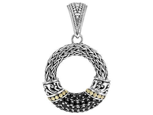 Artisan Collection of Bali™ 1.76ctw Black Spinel 925 Silver & 18K Gold Accent Enhancer Pendant