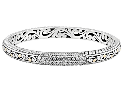 Artisan Collection of Bali™ 2.80ctw White Zircon Sterling Silver & 18K Gold Accent Bracelet - Size 7.5