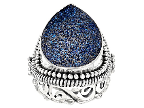 Artisan Collection of Bali™ Titanium Blue Drusy Quartz Sterling Silver Ring - Size 11