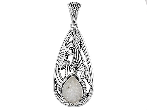 Artisan Collection of Bali™16x12mm White Drusy Quartz Sterling Silver Enhancer Pendant