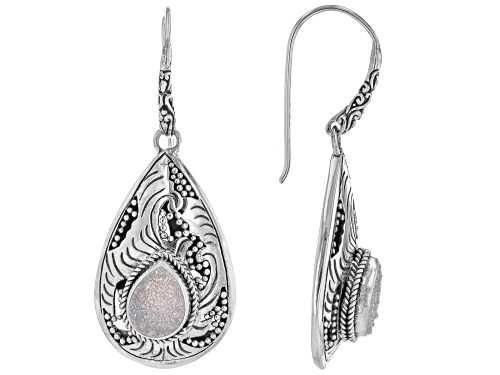 Artisan Collection of Bali™ 10x8mm White Drusy Quartz Sterling Silver Earrings