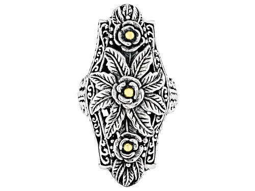 Artisan Collection of Bali™ Sterling Silver & 18K Gold Accents Floral Statement Ring - Size 6