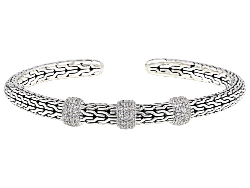 Artisan Collection of Bali™ 1.45ctw White Zircon Sterling Silver Weave Bracelet - Size 7.5